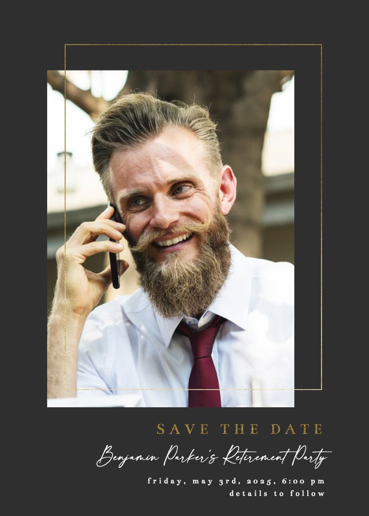 Lux Photo Frame Retirement & Farewell Party Invitation Template Greetings Island